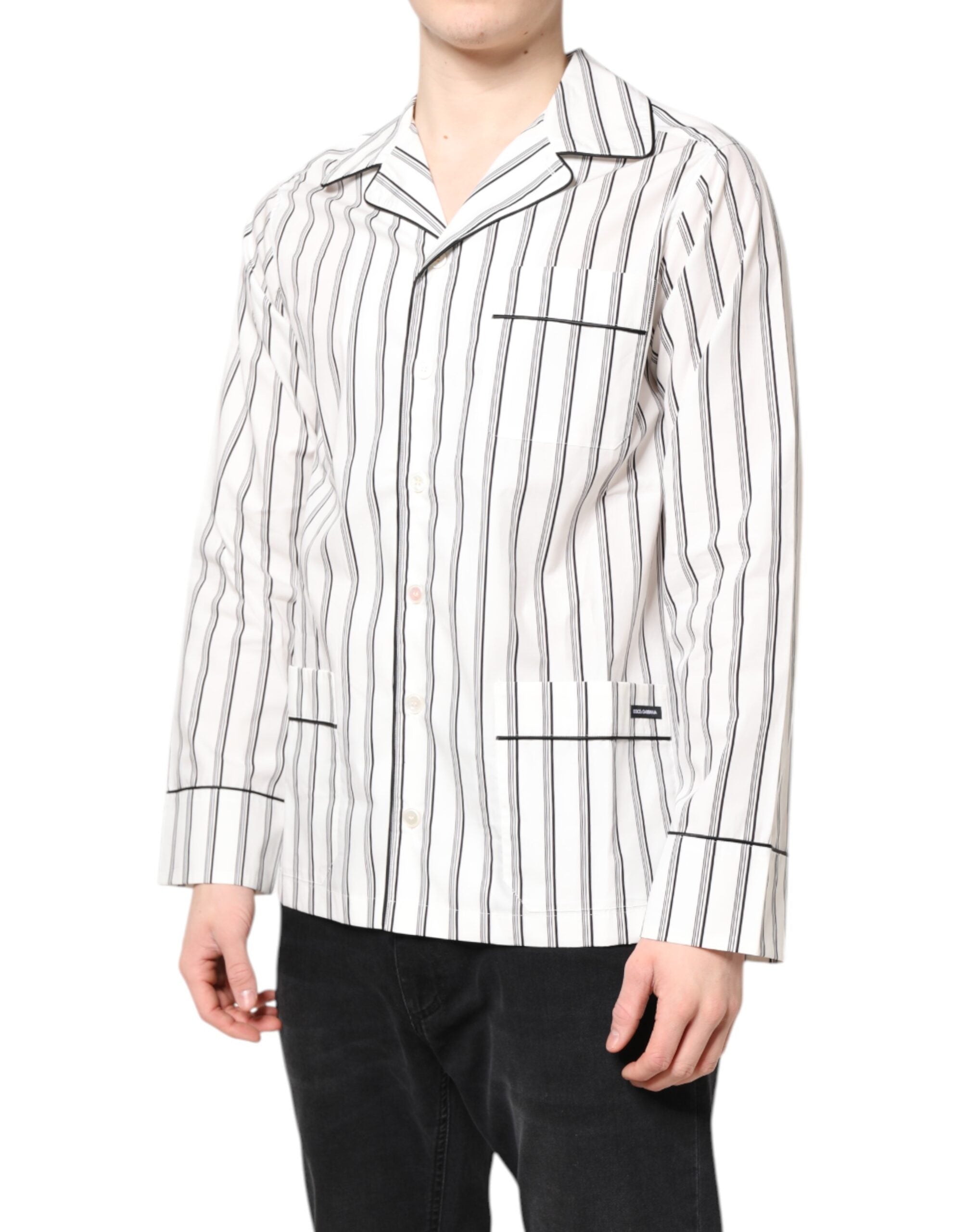 Dolce & Gabbana white striped lounge pajama shirt